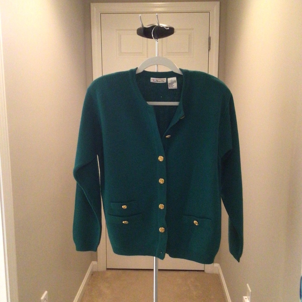 Talbots (L) green cardigan